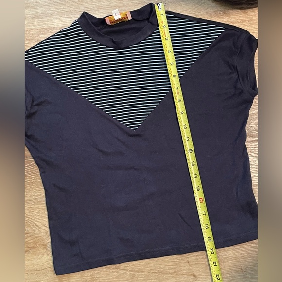 Freddies of Pinewood Striped Navy Top Size Small VLV Rockabilly shirt - Picture 9 of 10